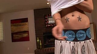 Busty blonde stepsis Sammy Rhodes teases with big tits and piercing in dirty roleplay.