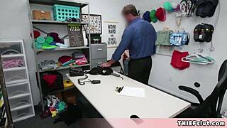 cute blonde shoplifter stripped and quickied by burglar