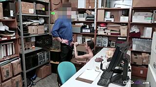 Scarlett Bloom bent over for security fuck in garage