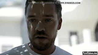 Blonde religious teen discovers group anal pleasure in chocolate session