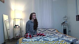 scarlet datz interviewed on sofa for casting, flashing pussy