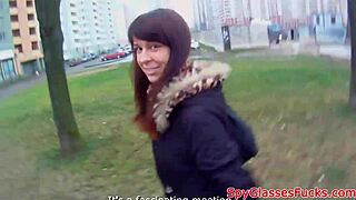 Real amateur teen caught on hidden cam getting jizzed on tits in POV.