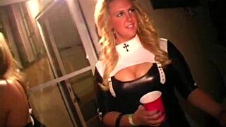 Teen Coed Prostitute Teases with Titty Fuck at University Party