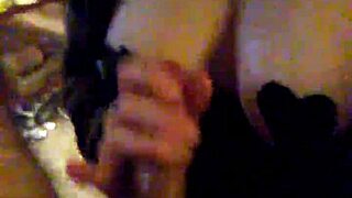 blonde teen gives boyfriend ball licking blowjob in garage