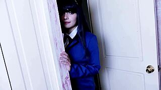 komi sheds her shy uniform for wild sex in cosplay