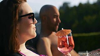 Freya Parker rides Oliver Davis intensely, her small tits bouncing in hardcore action.