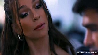 Freya Parker rides Oliver Davis intensely, her small tits bouncing in hardcore action.