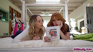 lacy lennon and lily lalimar get steamy from erotic books leading to lesbian face sitting