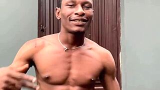 early morning workout with muscular bodybuilder