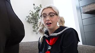 in the office, the perverted stepsister shows her big ass, ready for a good fuck