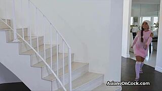 I can't believe this cute asian teen is riding my huge dick so good, oh man!