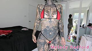 pink leather micro bikini try on melody radford