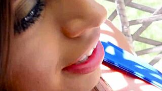 Ella Knox bends over and gets stuffed by Dylan and her daddy in a group scene.