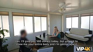 Blonde Cutie Fails Rent, Banks on Sex