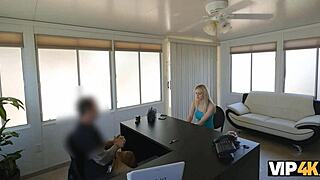 Blonde Cutie Fails Rent, Banks on Sex