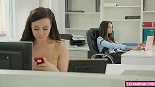 Lesbian Colleagues Working in Office