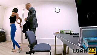 in this loan4k scene, she fucks him on the desk to earn cash