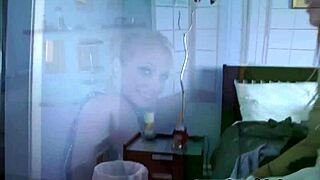 Nacho Vidal could not resist the temptation to see pornstar blonde Alyssa Branch while she was preparing for the scene this is the back of the camera of that moment