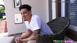 Amateur babe blows cock and gets pounded doggystyle