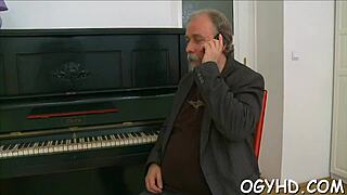 watch this young wet teen get filled by an old rough pecker