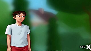 In Summertime Saga, my friend dives into wet mature pussy for episode 32