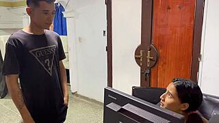 teen student rips clothes in striptease with teacher, then squirts