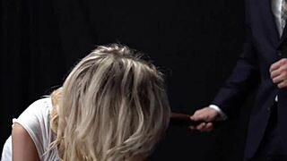 That sexy short-haired blonde teen got punished by playmates rey during sex