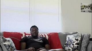 He was home alone, pounding his massive black cock hard.