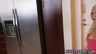 Wow, teeny slut gets messy facial on small tits! 😍