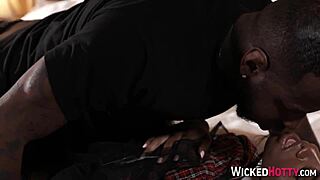 Hot black teen gets her pussy eaten by a hairy beaver