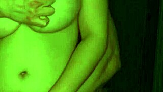 I seduce my girlfriend, caressing her huge natural big tits in front of the camera.