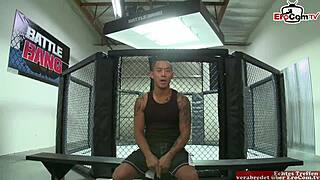 Skinny Ebony Babe With Small Tits Fucks Intensely In The Boxing Ring, Horny And Adorable