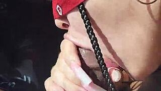 teen sucks big black cock while riding