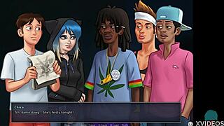 In summertime saga, the sexy super hero shows her big tits