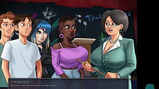 In summertime saga, the sexy super hero shows her big tits