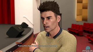 Entrepreneur plays game then fucks brunette teen with big tits in shower