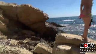 i saw this young teen 18+ masturbatin on the beach with her small tits out, it was so hot...