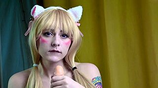 hey, watch vanilla nekopara tease her pussy and ass in cosplay!