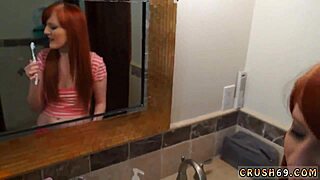 Teen with red nails masturbates during intimate family affair cheating session