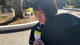 Rio Feels Intense Pleasure in Tennis Club Blowjob and Creampie.