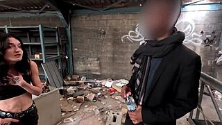 Goth girl cheats and gets pounded by two black guys on their property.