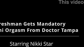 freshman nikki star gets intense hitachi orgasms from doctor tampa