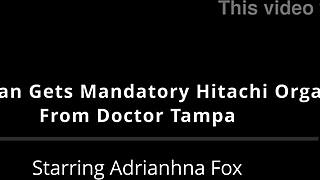 Freshman Adrianna Fox casually gets orgasms from doctor in Tampa using Hitachi wand