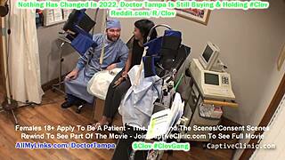 Clove Eliza Shields, a stunning model patient, spreads wide for her gyno exam in Tampa, Florida, revealing her perfect tits to the attentive doctor.