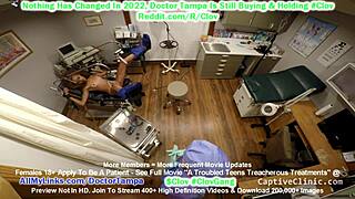 Clove Eliza Shields, a stunning model patient, spreads wide for her gyno exam in Tampa, Florida, revealing her perfect tits to the attentive doctor.