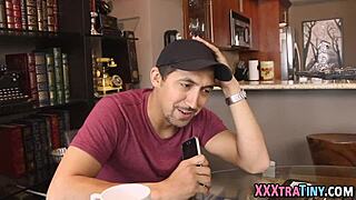 Teeny skank strips and gets facial