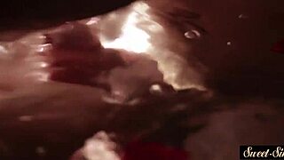 Classy ebony teen gets doggystyled in the bathroom pool, riding and bent over.