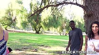 teen lesbian leaves girlfriend to explore a massive black cock.