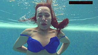 Lina Mercury Undresses Underwater In Pool, Naked Teen