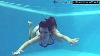 Lina Mercury Undresses Underwater In Pool, Naked Teen